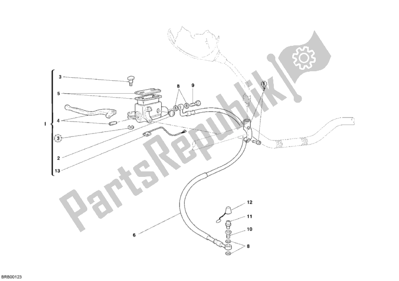 Alle onderdelen voor de Koppeling Hoofdremcilinder van de Ducati Monster S2R 800 USA 2005